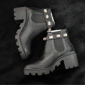 Steve Madden Black Ankle Boots with Jewel Details